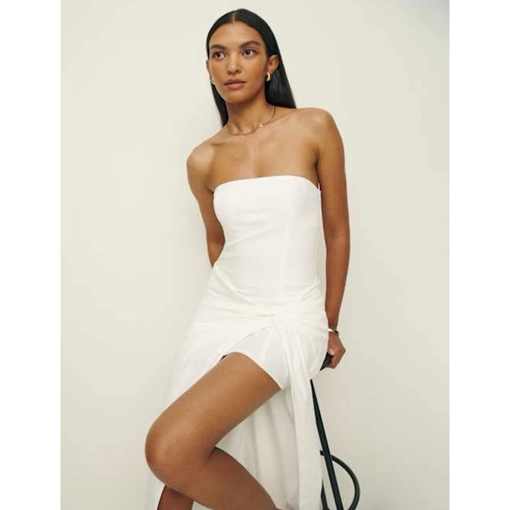 NWT Reformation Kynzie Dress Midi Strapless White 6 - Picture 4 of 15